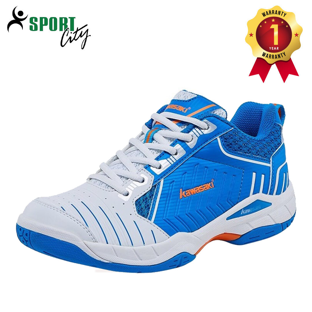 Giày cầu lông Kawasaki K162 màu trắng xanh, chống lật cổ chân, dành cho nam và nữ, đủ size - Giày nữ - Giày cầu lông - Giày bóng chuyền
