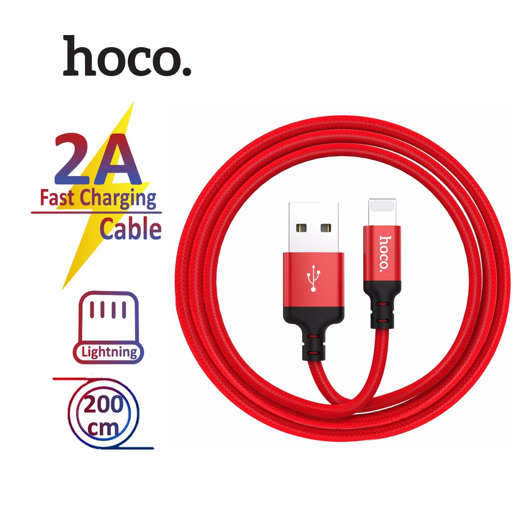 [HCM]Cáp sạc Lightning Hoco X14 lớp phủ bên ngoài TPE dòng điện tối đa 2.0A cho iPhone/iPad