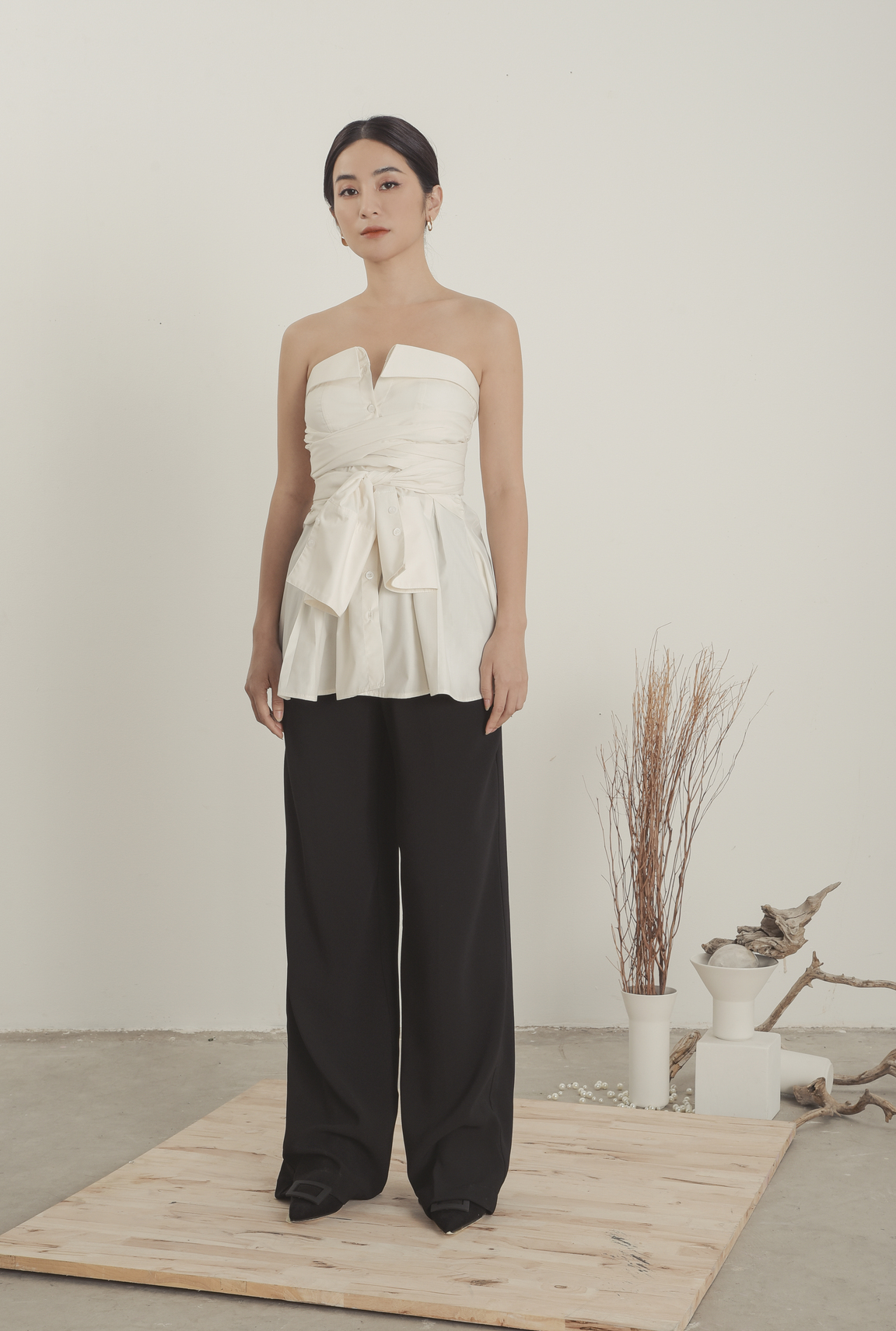 JUBIN STUDIO | Áo Sơ Mi Cúp Ngực Có Thắt Lưng (Kaitlyn Top)