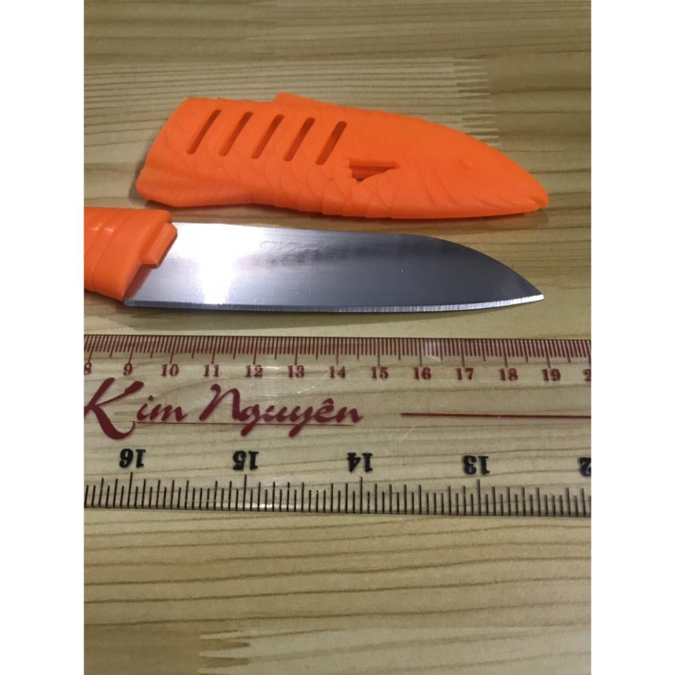 Dao gọt hoa quả cán có vỏ bao hình con cá 19cm