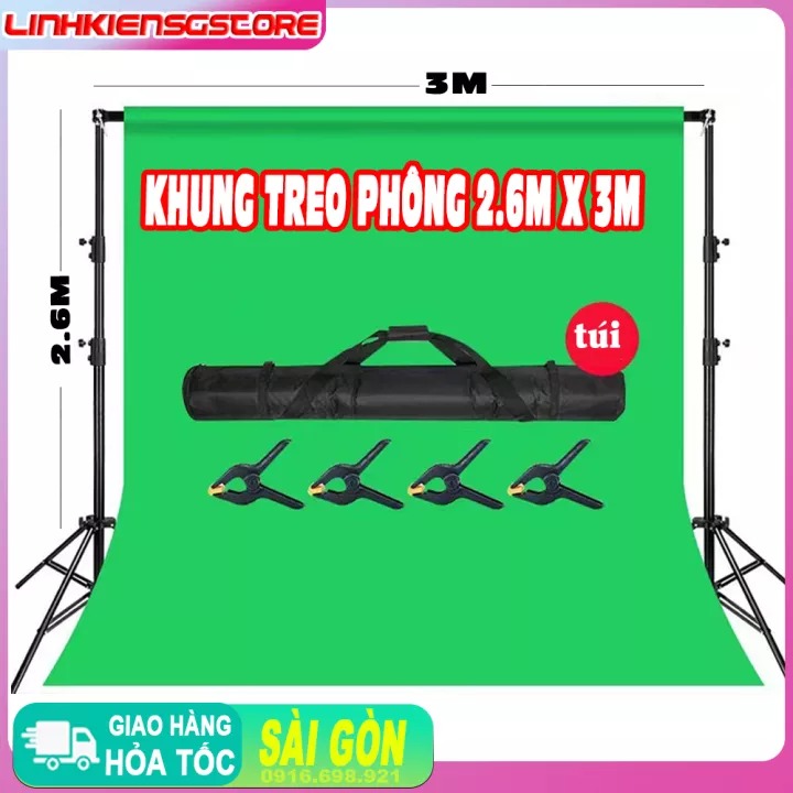 [HCM]Khung Treo Phông Di Dộng Giá Treo Phông 2 M . 2 M Chụp Hình Ngoài Trời Tiện Lợi