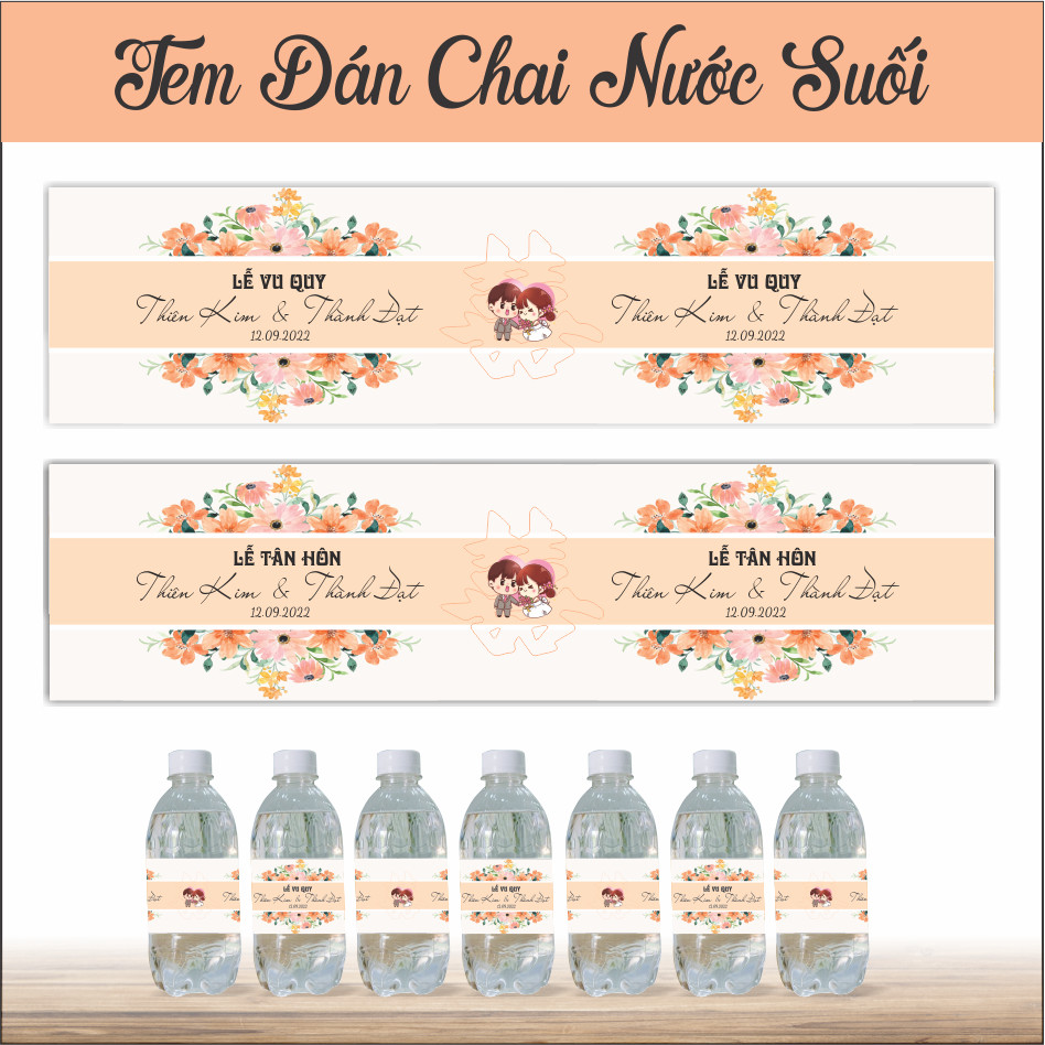 Tem nước suối dán chai nước