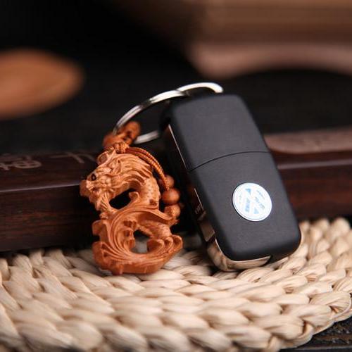 Móc Khóa Gỗ Thủ Công Khắc Hình Rồng Mẫu 02