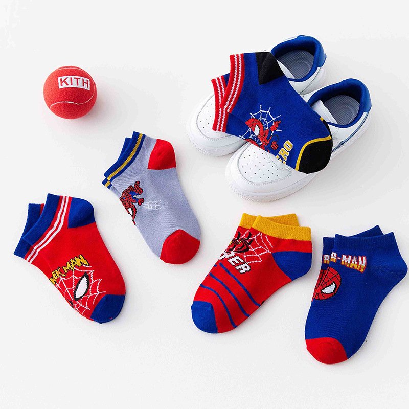 Set 5 đôi tất siêu nhân người nhện bé trai 1- 12 tuổi