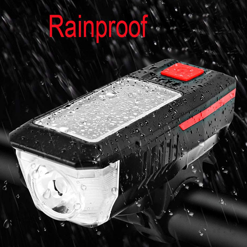 Front LED Mountain Bike Light 3 Modes Solar Charging Waterproof USB Rechargeable