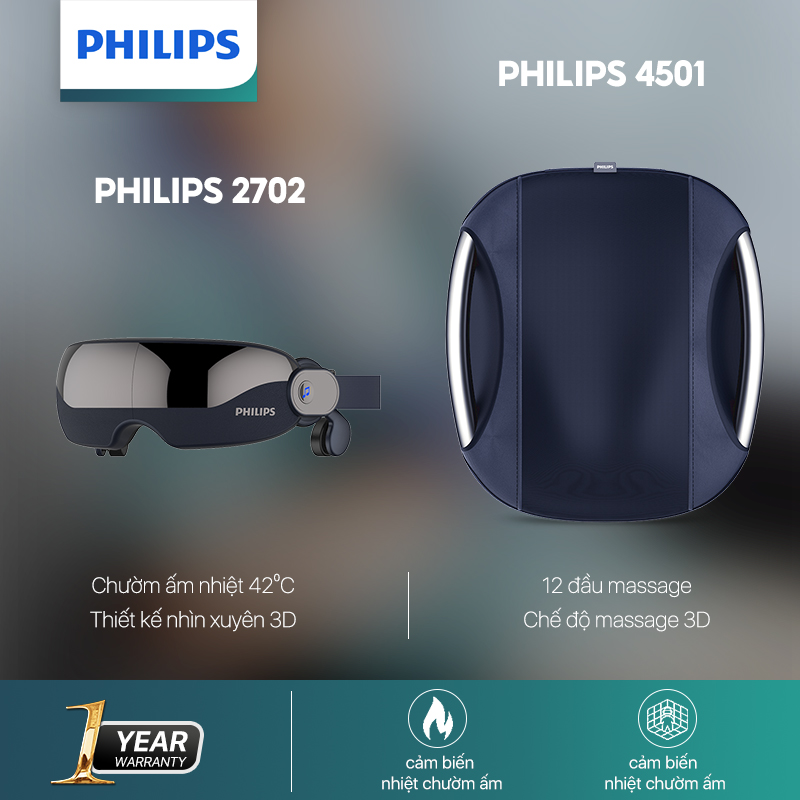 PHILIPS Máy Massage Mắt 2702+Máy Massage Lưng 4501
