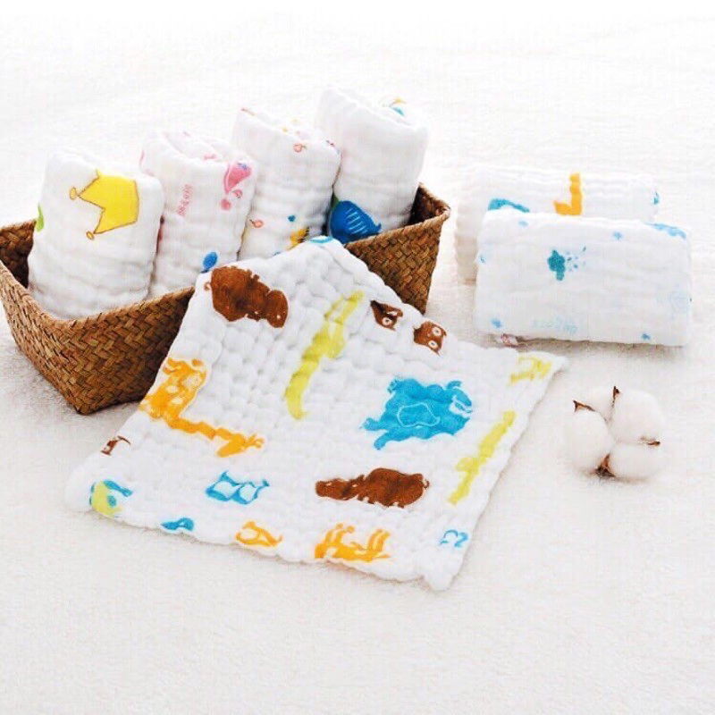 Set 5 khăn sữa Aden cho bé nhiều màu 30x30cm
