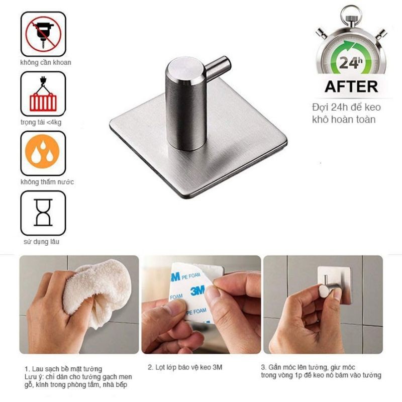 Combo 4 móc treo đồ inox 304 tiện dụng