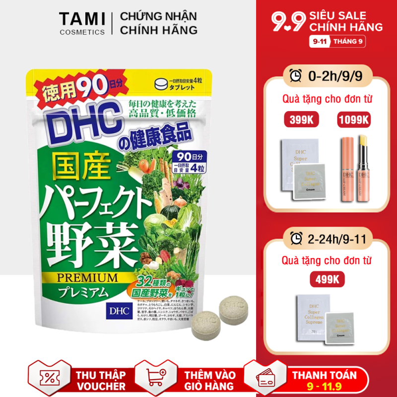 Viên uống rau củ DHC Nhật Bản thực phẩm chức năng 32 loại rau bổ sung chất xơ, hỗ trợ hệ tiêu hóa, giảm táo bón, làm đẹp da gói 90 ngày TA-DHC-VEG90