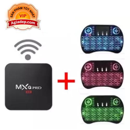 TVbox tivi box MXQ chip  S905W xịn + Bàn phím Kiêm chuột mini (có ánh sáng) - (0003+0005)