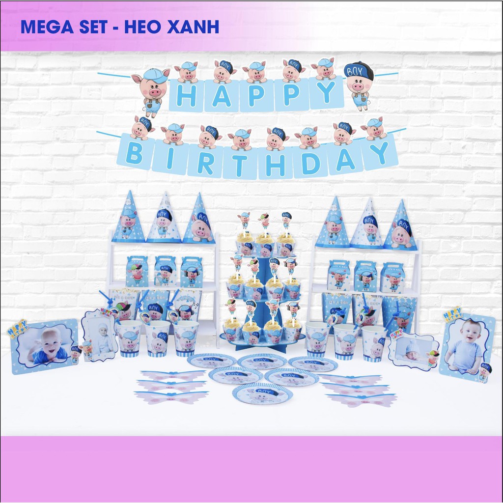 Bộ phụ kiện trang trí sinh nhật cho bé MEGA SET