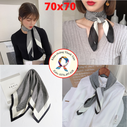 Khăn Lụa Vuông 70cm Quàng Cổ Quấn Tóc Làm Áo Yếm Lụa- Caro xinh