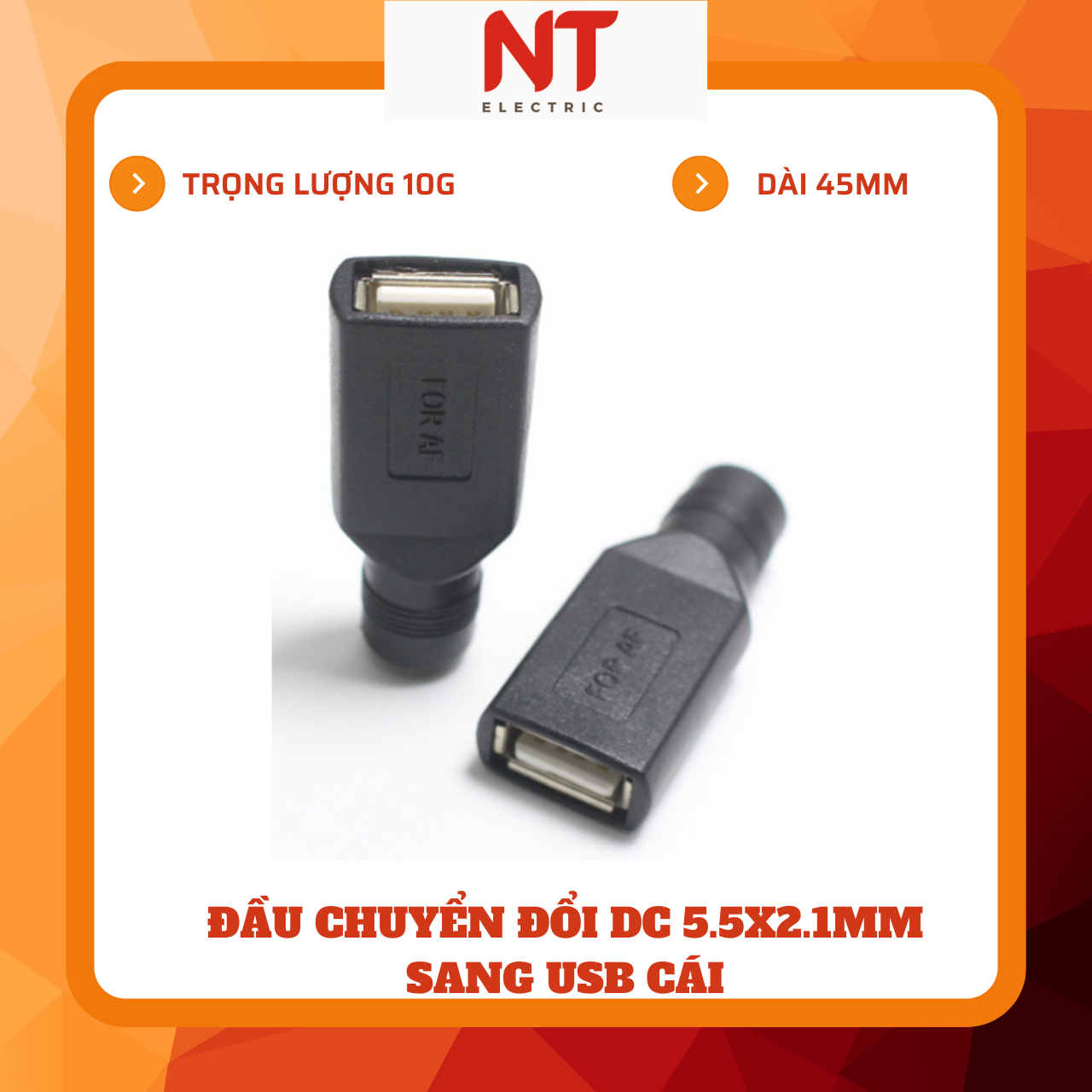 Đầu chuyển đổi DC 5.5x2.1 sang USB cái