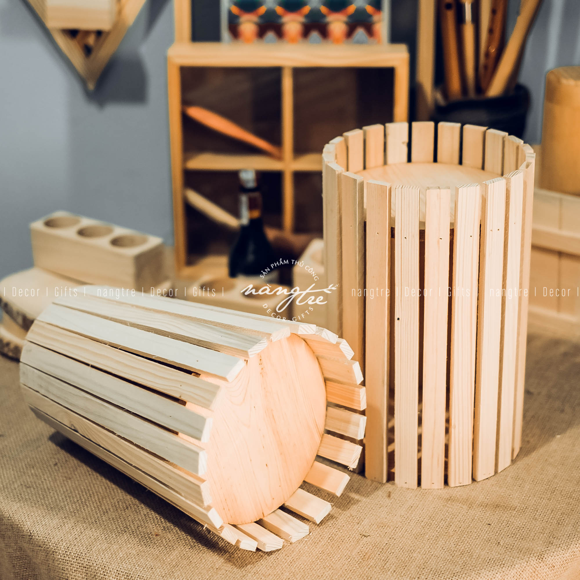 [HCM]Bình gỗ pallet/đôn gỗ pallet - (30x20cm)
