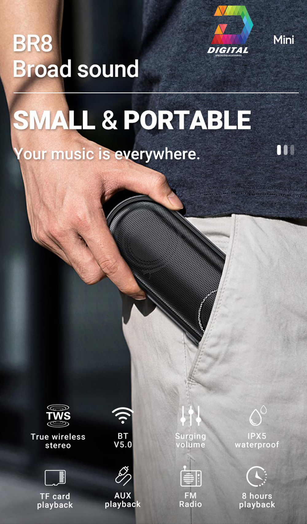 Loa Bluetooth Mini Borofone BR8 Chính Hãng V5.0 True Wireless Stereo