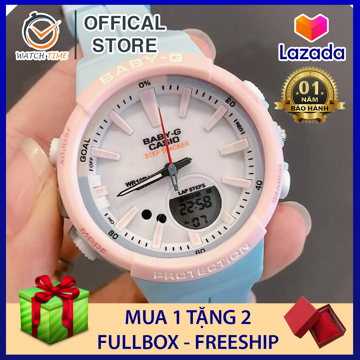 Freeship Đồng Hồ BABY-G BGS-100 Xanh Hồng cực đáng yêu - Bảo Hành 12 tháng