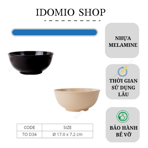 Tô Nhựa Melamine Màu Đen/Nâu