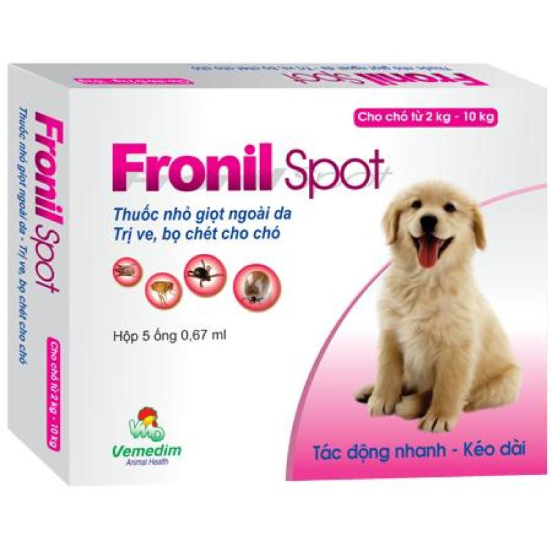 Hanpet-  Thuốc nhỏ sống lưng trị ve bọ chét chó mèo hộp 5 ống - Fronil spot Hiệu quả kéo dài đến 4 tuần