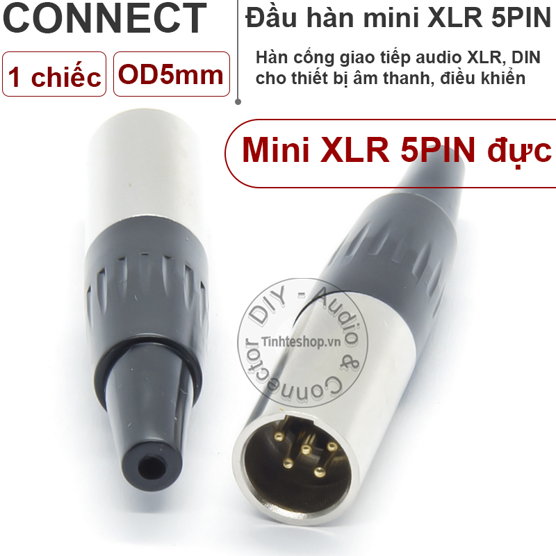 1 chiếc - Đầu hàn jack mini XLR 5pin đực OD5mm