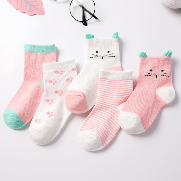 Set 5 tất lưới hè thu cao cấp cổ cao cho bé