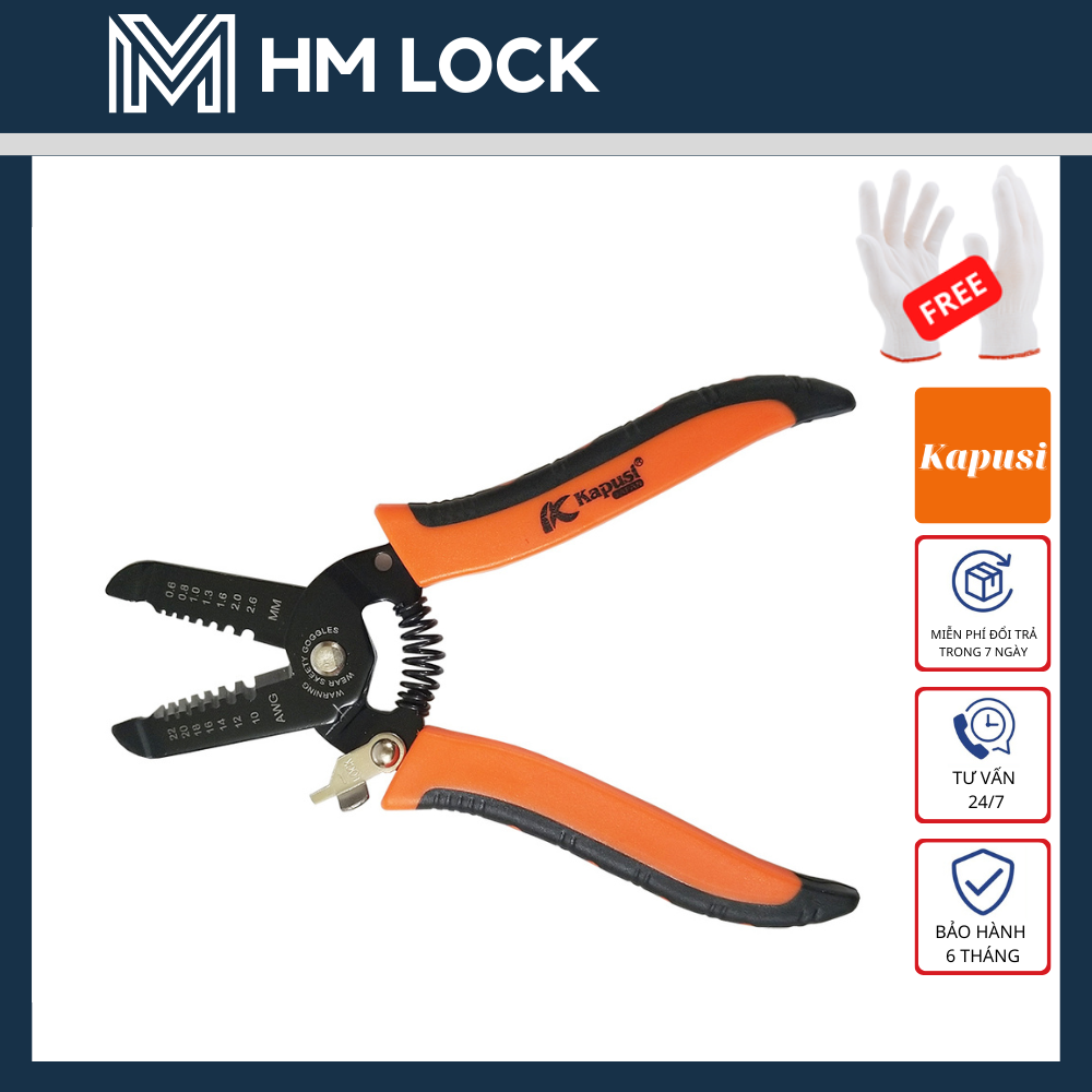 Kềm tuốt dây điện tự động kapusi 0.6-2.6mm - hàng chính hãng - hm lock