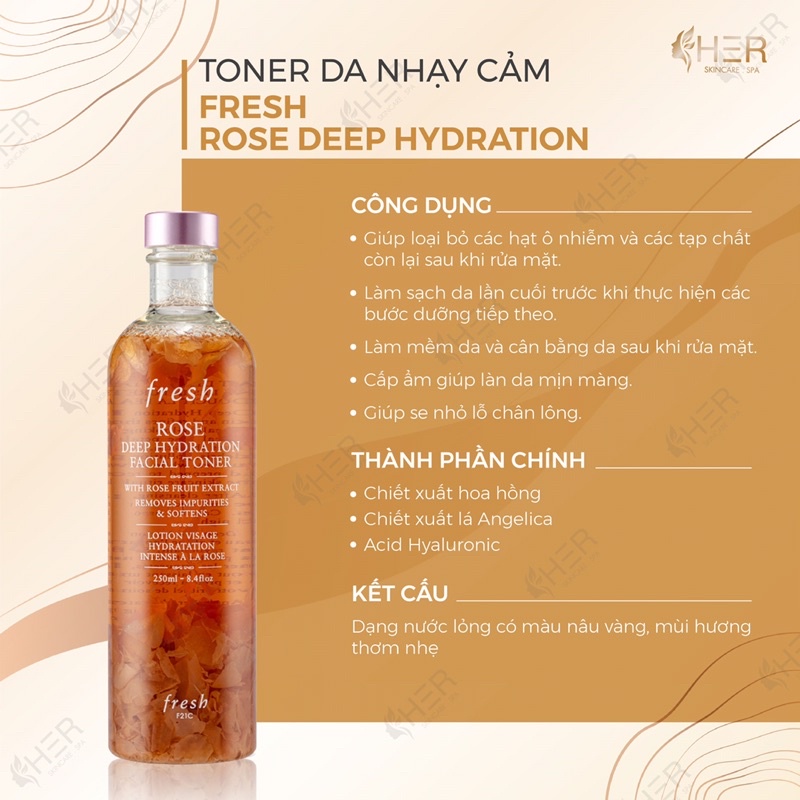 Nước hoa hồng Fresh Rose Deep Hydration Facial Toner