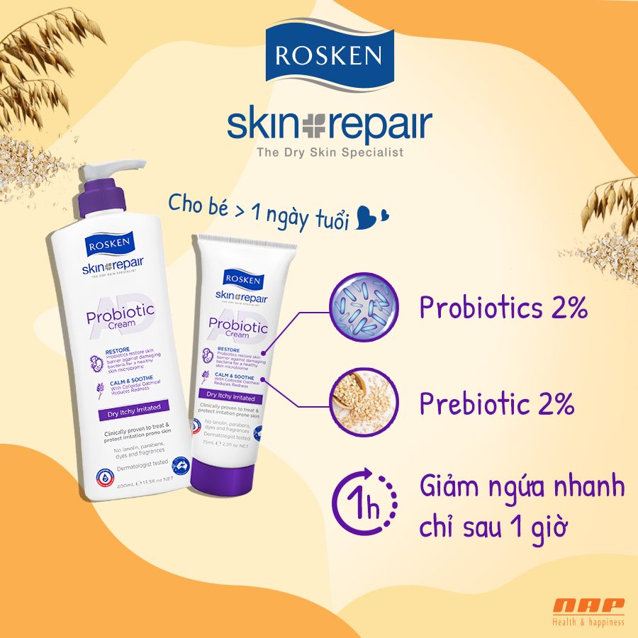Kem chăm sóc da chàm sữa Rosken AD Probiotic 400ml