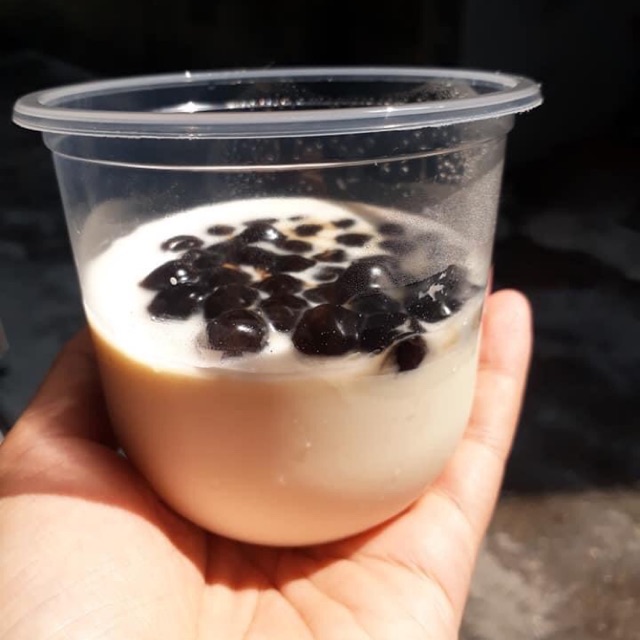 Set 50 cốc nhựa bầu loại 360ml đựng chè kèm nắp nhựa bằng - Set 100