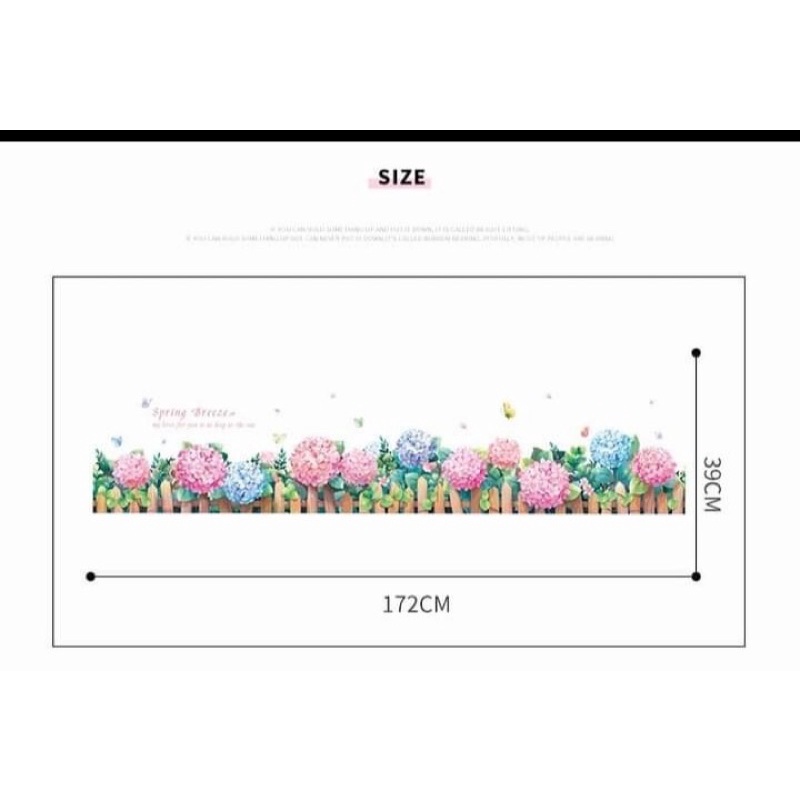 Decal dán chân tường cẩm tú cầu