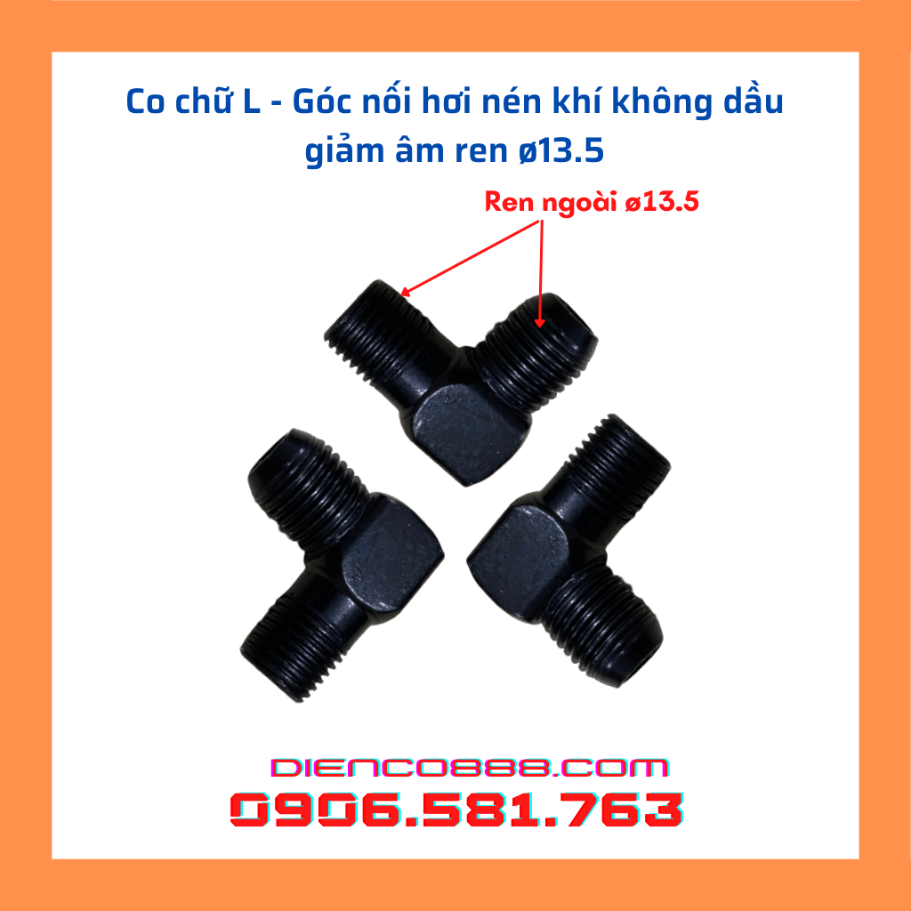 (Combo 2 cái) Kép nối góc chữ L 90 độ 2 đầu ren 16.5mm (trực tiếp) và 13.5mm (không dầu)