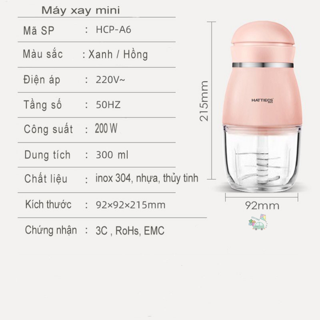 Máy Xay Đa Năng Hattiecs 6 lưỡi và máy 8 lưỡi.