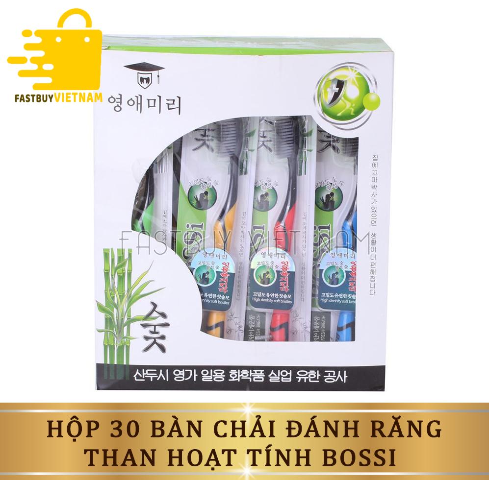 Hộp 30 Cái Bàn Chải Đánh Răng Than Tre Hoạt Tính Bossi Hàn Quốc Sử Dụng Công Nghệ Nano Với Các Phân Tử Than Hoạt Tínhgiúp Tiêu Diệt Ngăn Chặn Xâm Nhập Của Vi Khuẩn Khử Mùi Hôi