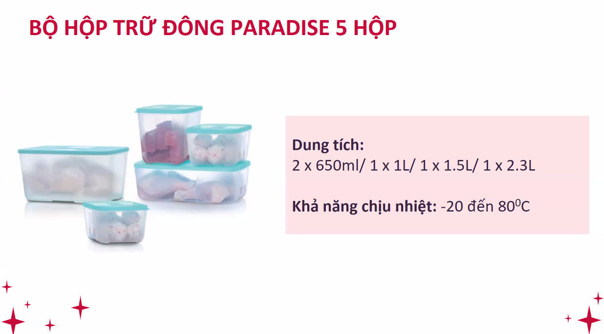 Bộ Hộp Tupperware Trữ Đông Paradise (5 hộp)