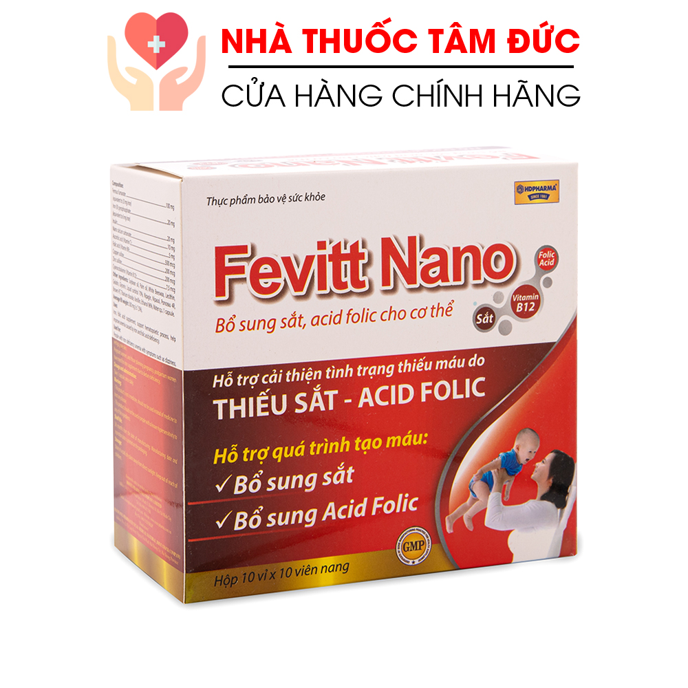 Viên uống bổ máu Fevitt Nano bổ sung Sắt Acid Folic cho người thiếu máu