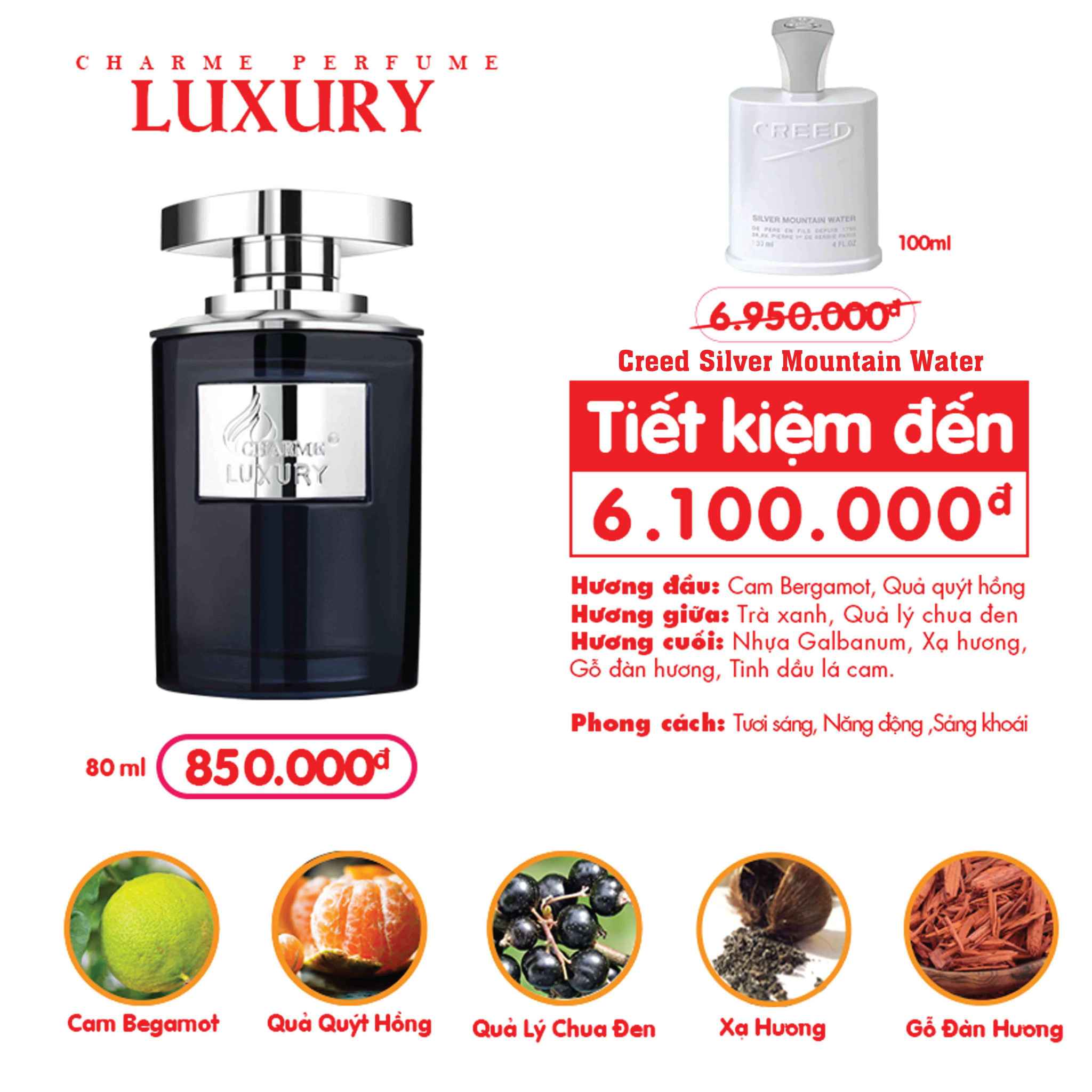 [Chính Hãng Char.me] Nước hoa nam Luxury 80ml