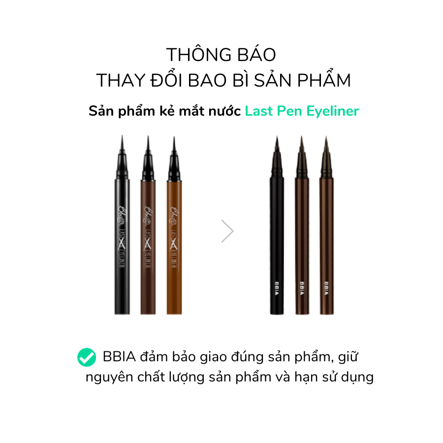 Kẻ mắt nước đều màu, chống nước, dễ tẩy trang BBIA Last Pen Eyeliner 0.6g