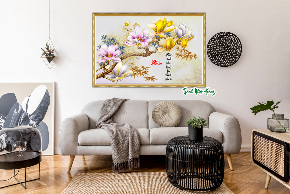Tranh 3D dán tường mẫu Hoa trang trí nhà