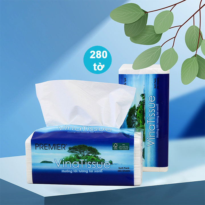 KHĂN GIẤY LỤA PREMIER VINATISSUE 2 LỚP – GÓI 280 TỜ