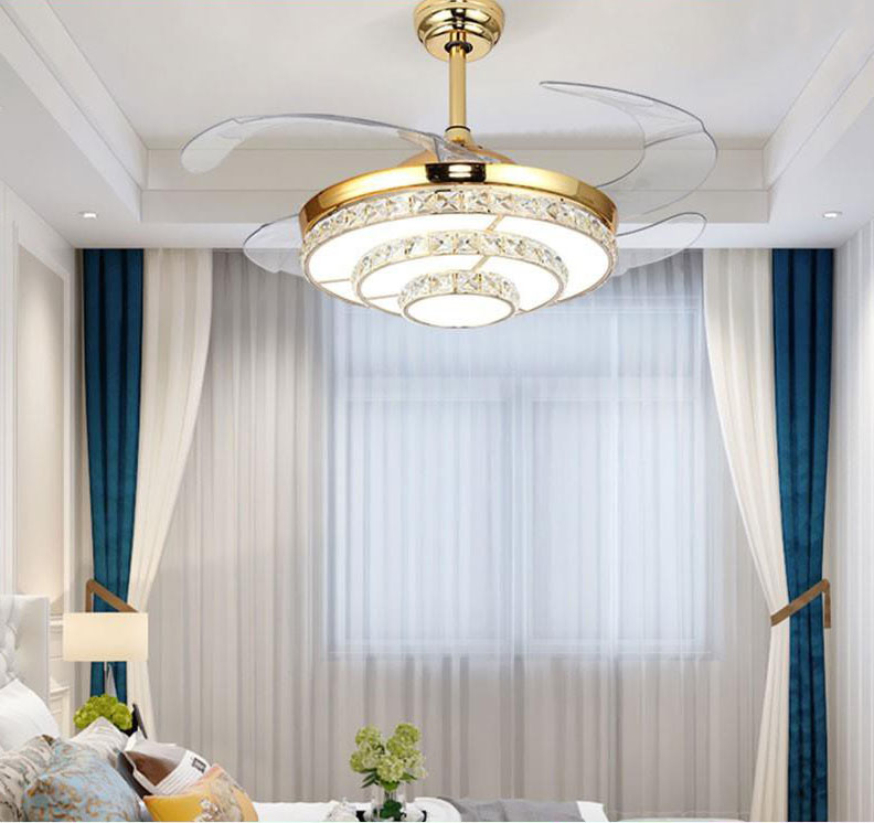 Đèn quạt trần SIBA hiện đại, tiện dụng cánh cụp xòe với 3 chế độ ánh sáng [ ẢNH THẬT 100%]