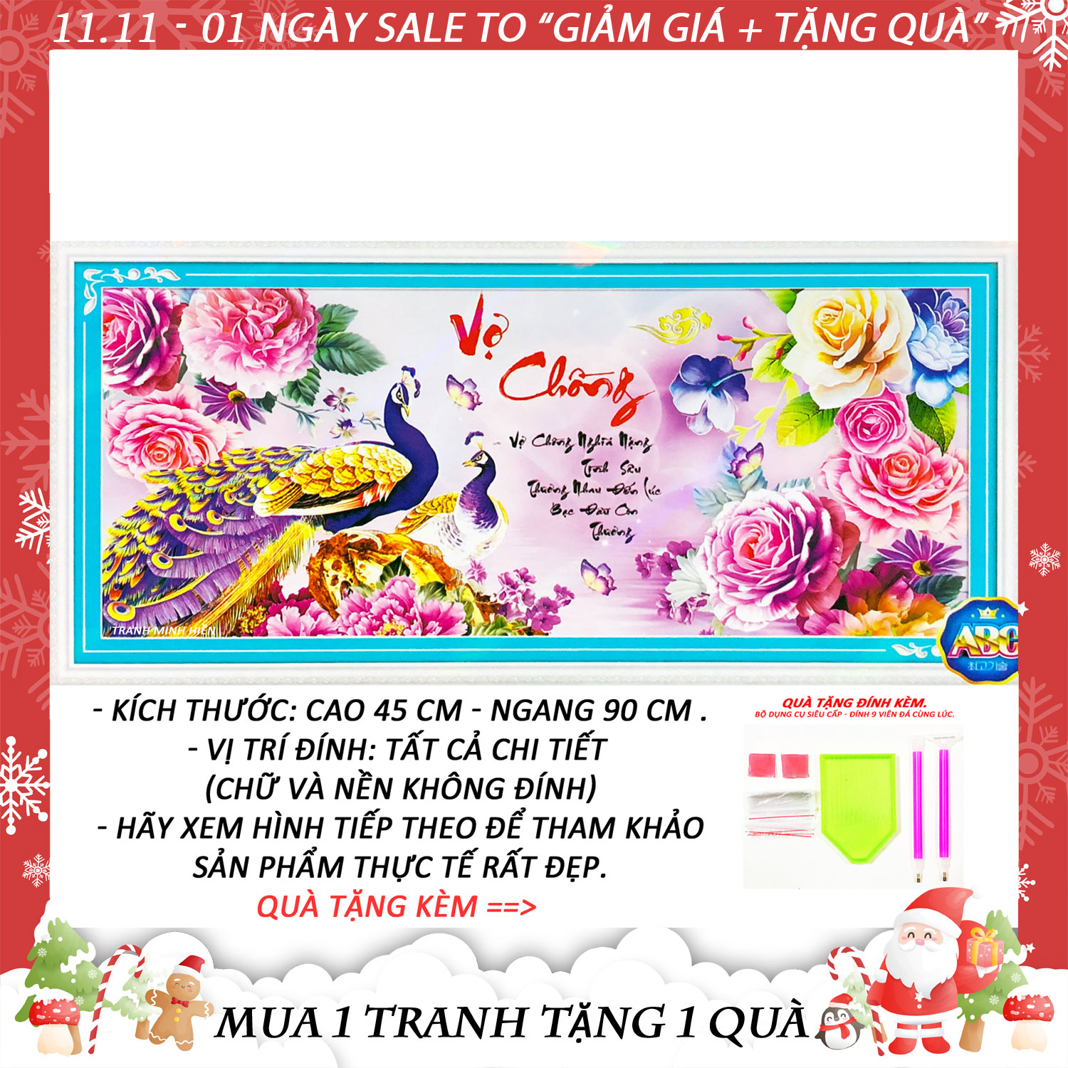 Tranh đính đá 5d - vợ chồng thủy chung 108 - tranh minh hiền