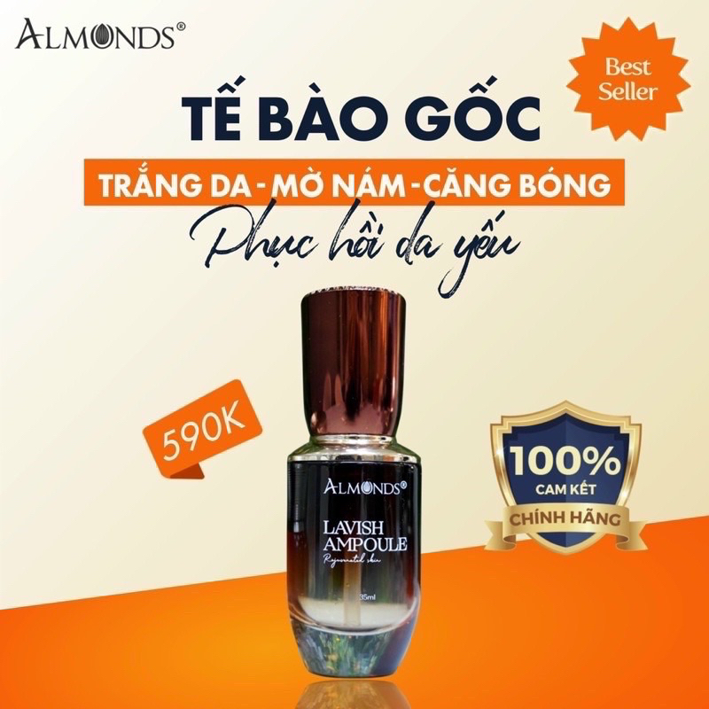 [Chính hãng] Combo dưỡng trắng da, mờ nám, tàn nhang Almonds + 🎁