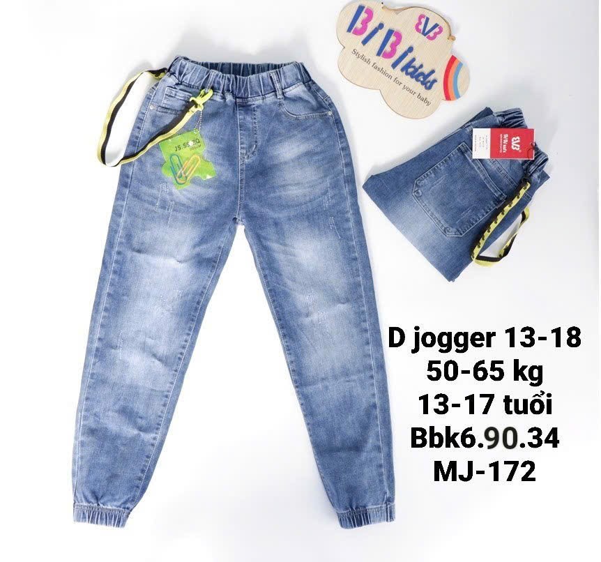 35-50kg-QUần jean Jogger bé trai hiệu BibiKids