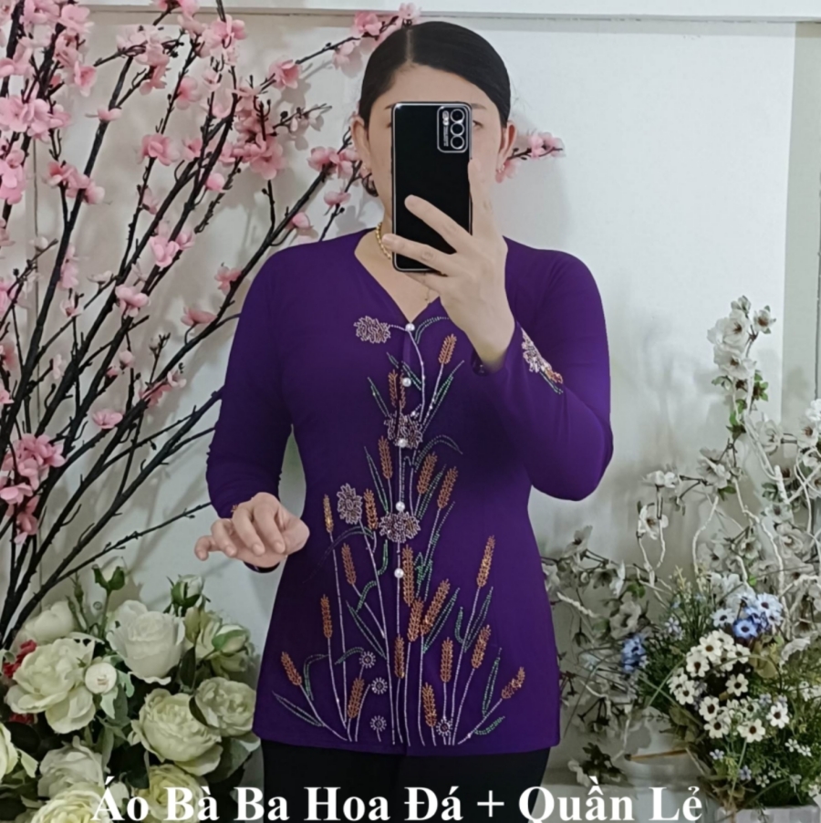 Áo Bà Ba Hoa Đá_B3 - Áo Lẻ (Không Quần)