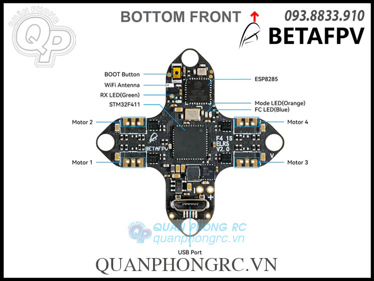 BETAFPV F4 1S 5A AIO Brushless Flight Controller (Serial ELRS 2.4G/SPI Frsky V3.0) Light Version