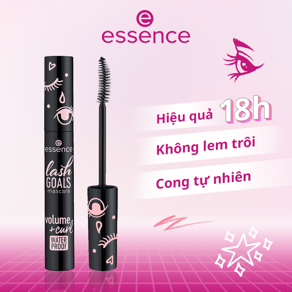 Chuốt mi Essence Lash Goals Mascara Volume & Curl Waterproof 7.5 ml (Đức)