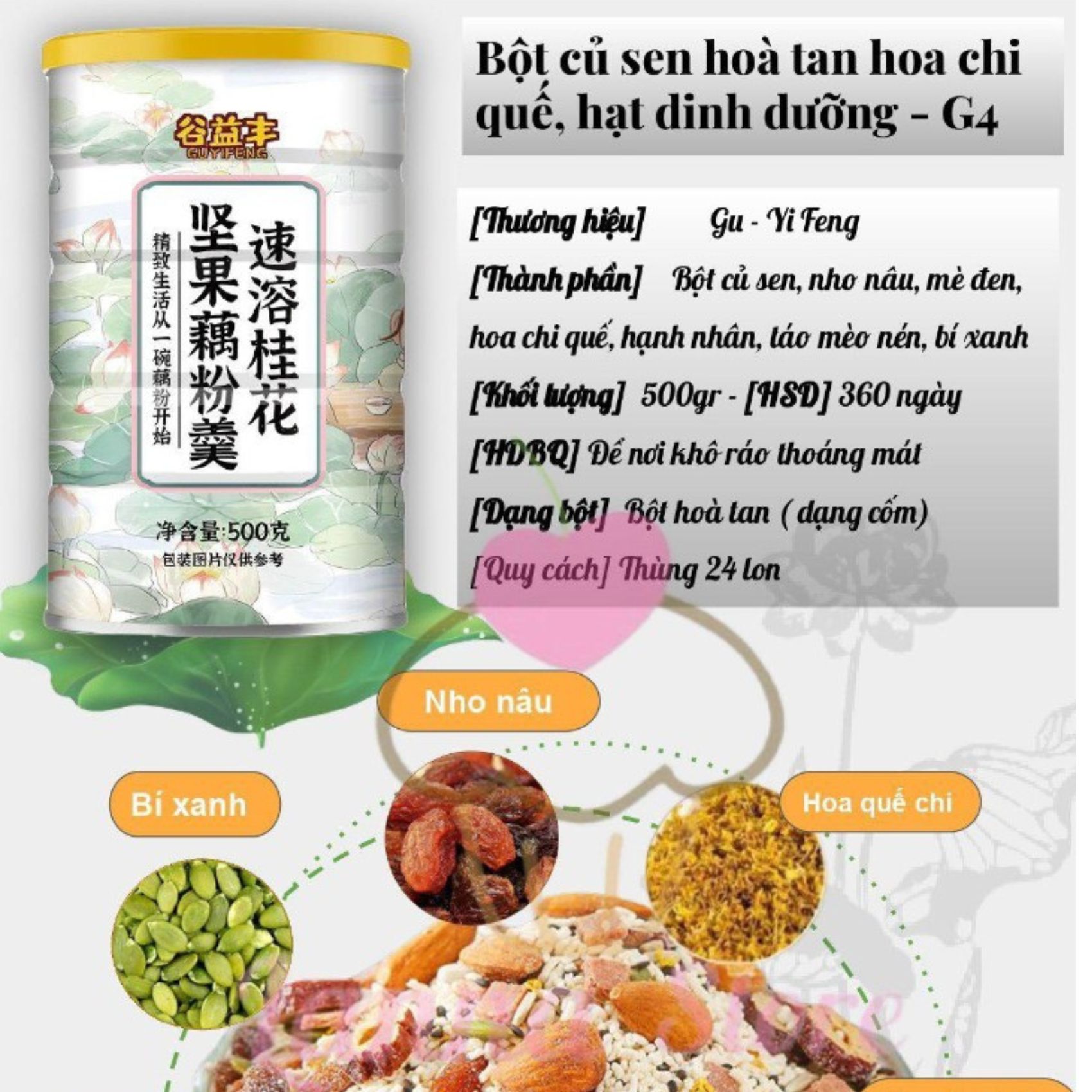 1 HỘP 500gr  Bột củ sen dưỡng nhan