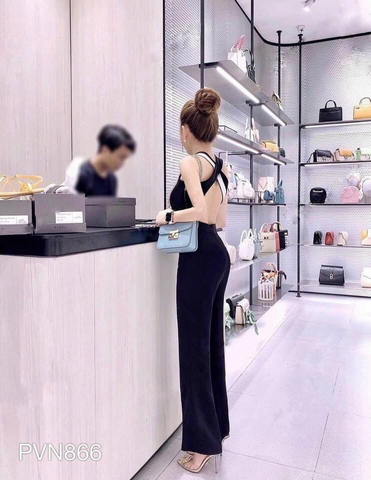 jumpsuit có mút cổ yếm-THH