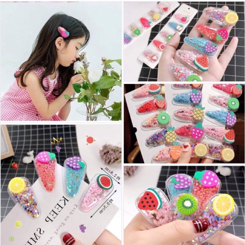 Set 5 kẹp tóc kim tuyến lấp lánh cho bé siêu yêu