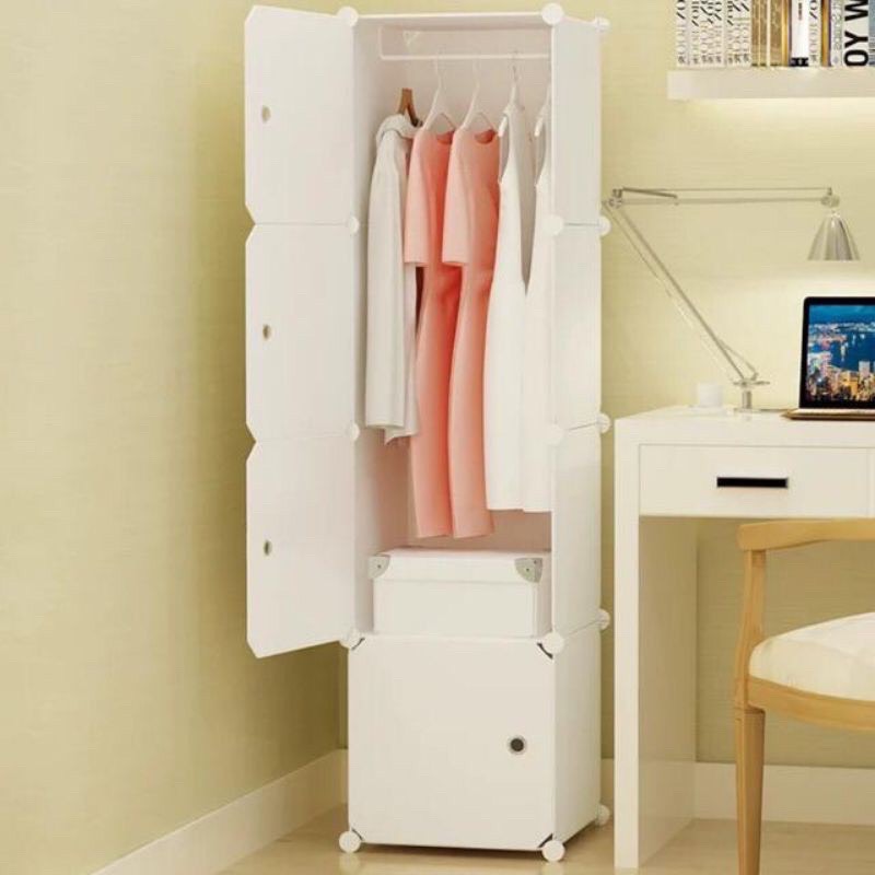 Tủ nhựa ghép 4 ngăn  thông minh 1 thanh treo khổ lớn