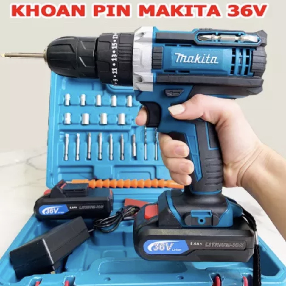 Máy khoan pin có BÚA makita 36v. (kèm 2pin và nhiều phụ kiện)